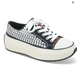Wild Pair Black/White Studded Sneakers NWT